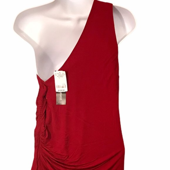 Stunning Red One Shoulder Holiday Dress NWT Fits Like a L - XL - Picture 2 of 11